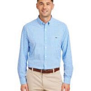 Vineyard Vines “Classic Fit” blue/white checkered button front Tucker shirt XL